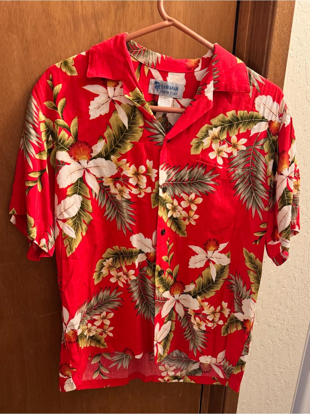 Red Floral Hawaiian Short Sleeve Button-Down Shirt